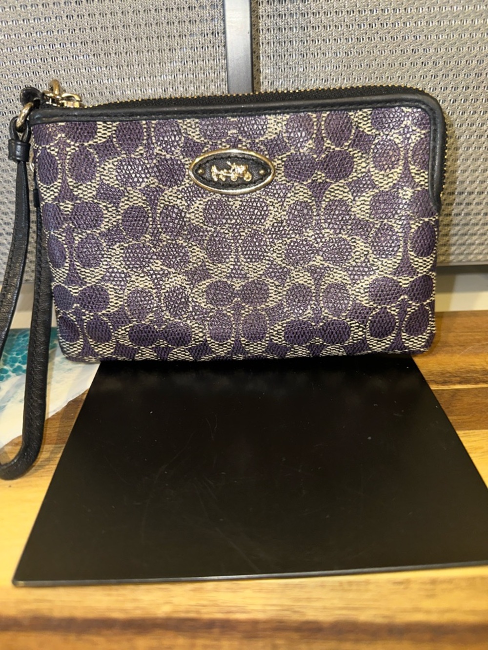 Coach Purple Signature Wristlet Clutch